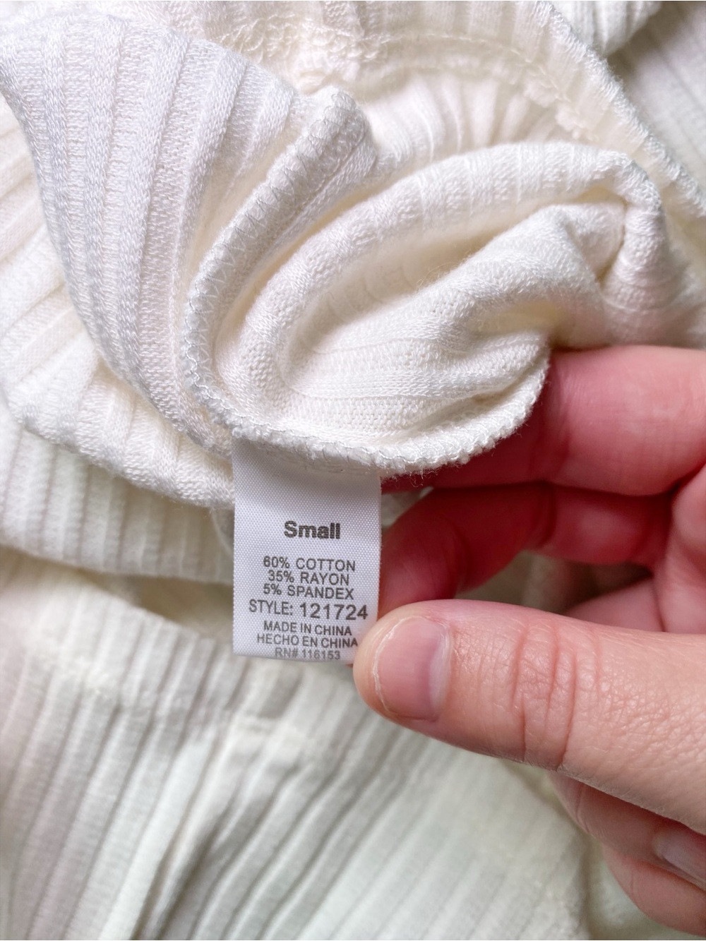 Poof Cream Ribbed Lace-Up Shoulder Turtleneck Size Small - Picture 9 of 15